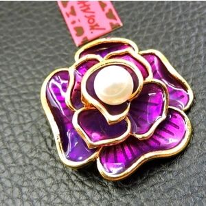 NEW Betsey Johnson Brooch purple flower enamel